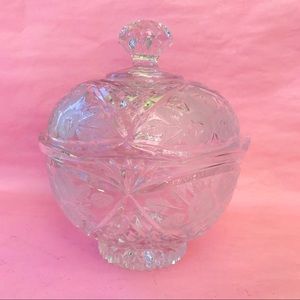 Vintage thick crystal vase with lid